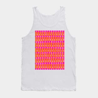 Hot Pink and Orange Geometric Layers Pattern Tank Top